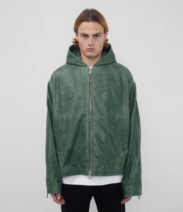 Cb Hooded Leather Jacket Green