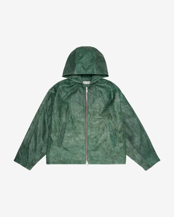 Cb Hooded Leather Jacket Green