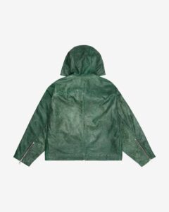 Cb Hooded Leather Jacket Green